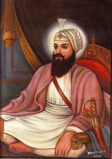 Sikh Guru Har Rai Painting Handmade Sikhism Seventh Guru Religious ...