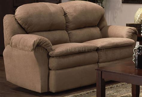 Camel Microfiber Modern Reclining Sofa & Loveseat Set