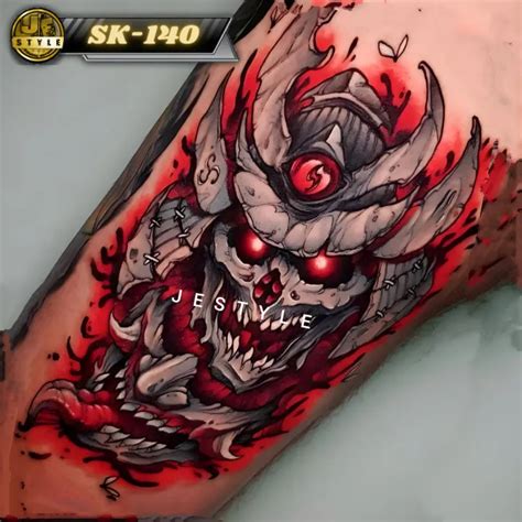 SK-140 Stiker Tattoo Temporary Tato Sementara Pola Tengkorak Ninja Assassin | Lazada Indonesia