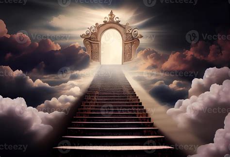 Heavens gate to heaven end of life. Stairway to Heaven. Religious background. Generate Ai ...