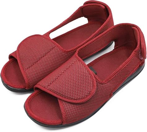 Amazon.com | Women's Adjustable Open Toe Sandals, Extra Wide Width Diabetic Recovery Slippers ...