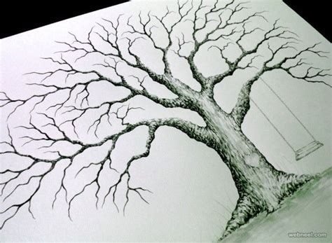 30 Beautiful Tree Drawings and creative Art Ideas from top artists | Oak tree drawings, Tree ...