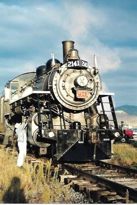 Our first view of Kamloops Heritage Railway 2-8-0 2141, nee Canadian National Railway 41, in the ...