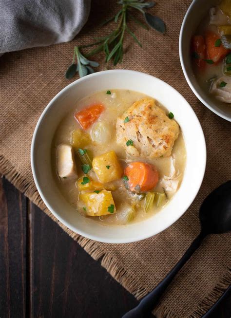 Creamy Chicken Stew with Sage & Chive Dumplings - Culinary Ginger