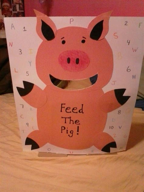 "Feed The Pig" game I made for my kids at camp. They had fun learning ...