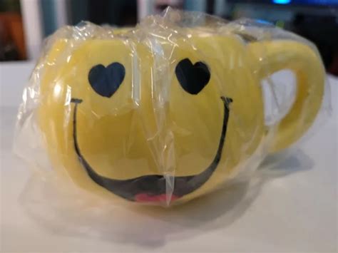 SMILEY FACE EMOJI Happy Coffee Cup Yellow Ceramic Mug $10.99 - PicClick
