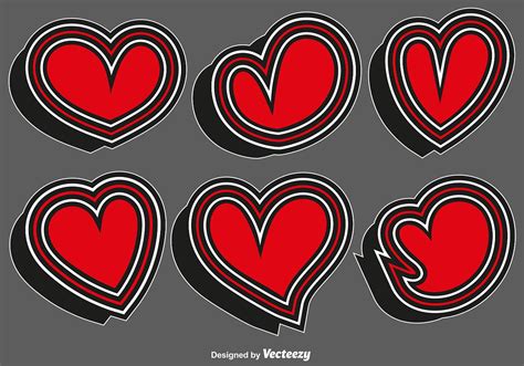 Collection Of Heart Stickers - Vector 134108 Vector Art at Vecteezy