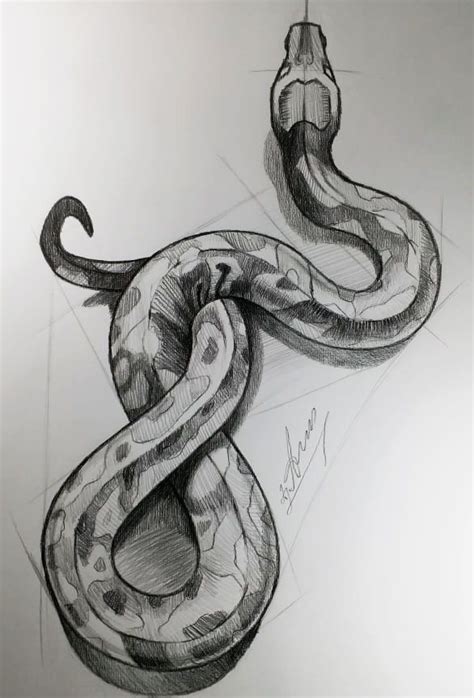 Snake art in 2020 | Snake art, Dark art drawings, Snake drawing