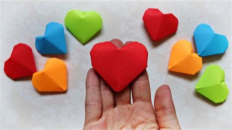 Origami 3D Heart (Very Easy) | How to make puffy paper heart | Maison Zizou | Origami heart ...