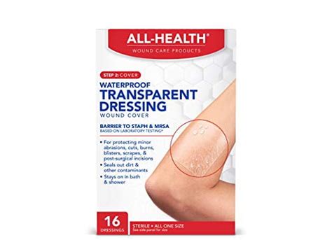 All Health Clear Waterproof Transparent Dressing Wound Cover, 16 Dressings, 2.36 in X 2.75 in ...
