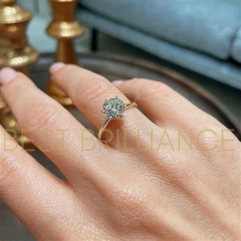 2 Carat Diamond Engagement Ring Round Diamond Cut Solitaire Style, 6 ...