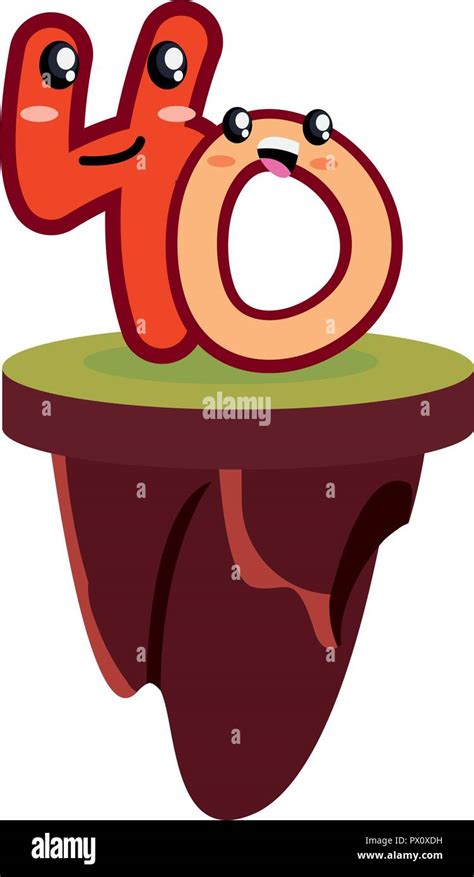 kawaii number forty character cartoon vector illustration Stock Vector Image & Art - Alamy