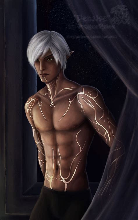 Fenris brooding from DA2. | Pensive, Dragon age, Fan art