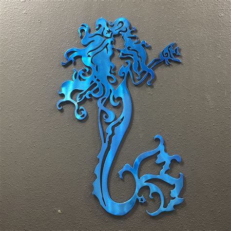 Mermaid X Metal Wall Art Decoration Skilwerx 14x9 Ocean Nautical Marine ...