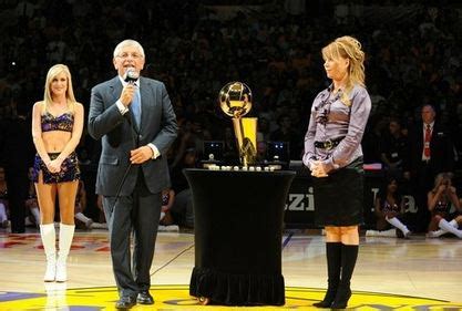 Jeanie Buss next to David Stern during the Lakers 2010 Championship ...