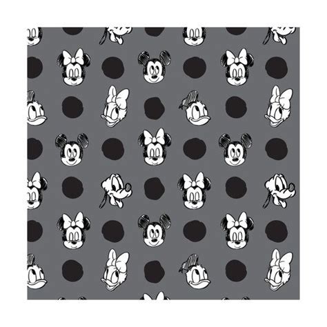 Mickey Mouse Fabric Disney 100% Cotton Fabric Mickey and Disney Mickey, Minnie, Black Dots ...