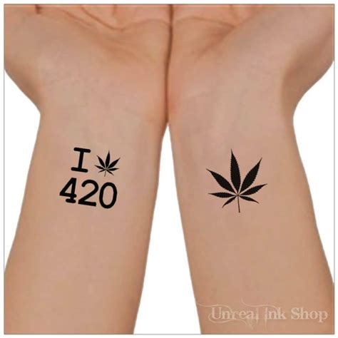 Temporary Tattoo 420 Marijuana Cannabis Waterproof Ultra Thin Realistic ...