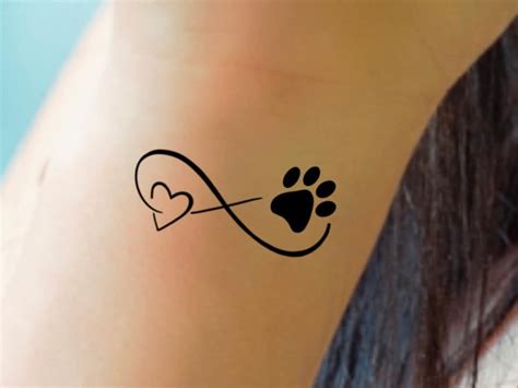 Paw Print Infinity Temporary Tattoo / Paw Print Heart Tattoo / Dog Tattoo / Dog Print Temp ...