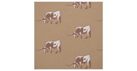 Longhorn Steer Western Print Fabric | Zazzle