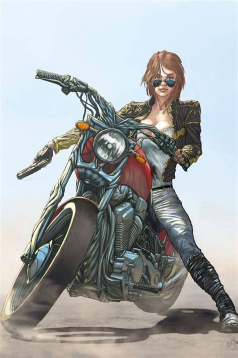 Comic biker chic | Motorcycle artwork, Motorcycle drawing, Motorcycle girl