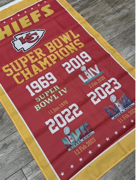 Kansas City Chiefs Super Bowl 1969 2019 2022 2023 Champions 3x5 Ft Flag ...