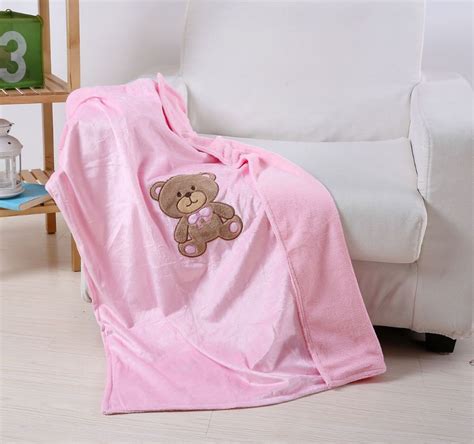 24 Units of Teddy Bear Baby Blanket In Pink - Micro Plush Blankets - at - alltimetrading.com