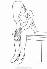 Girl Sitting Bench Coloring Page For Kids  Free Girls Printable sketch template