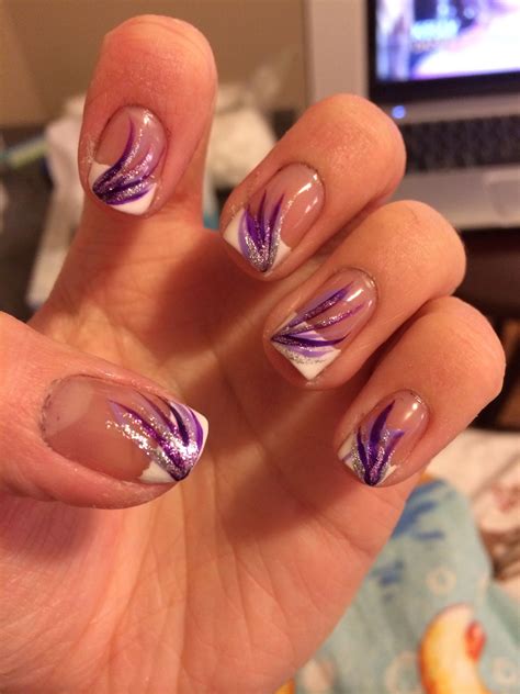 Purple design French tip French Nails, Purple French Manicure, Purple ...