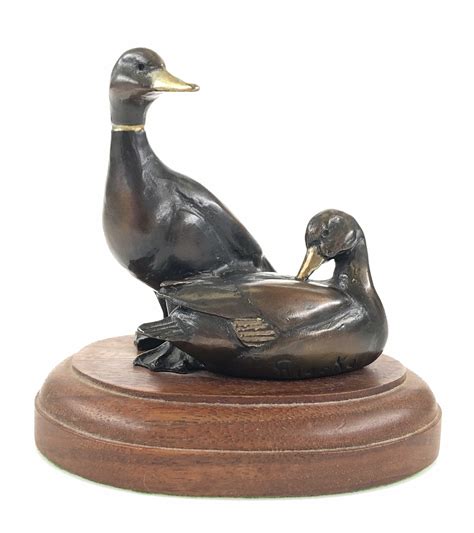 Lot - Signed "Mallard Ducks" Bronze Sculpture