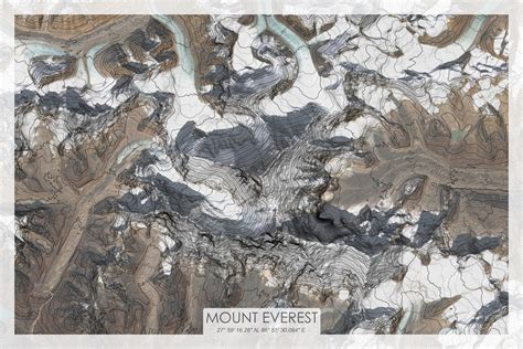 Mount Everest Topographic Map, Mt. Everest Topo Map, Mt Everest Contour ...