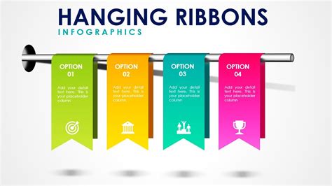 Create 4 Animated Hanging Ribbon Options Infographic Slide Design in ...