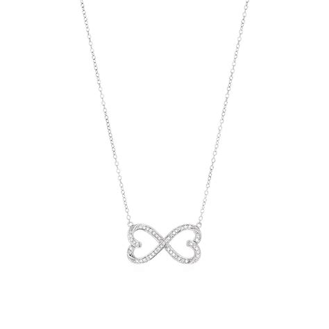 Double Heart Infinity Necklace with Cubic Zirconia in Sterling Silver ...