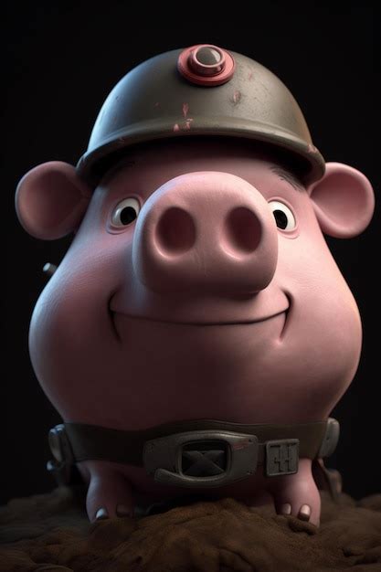 Premium AI Image | A pig in a helmet with a helmet and a helmet.