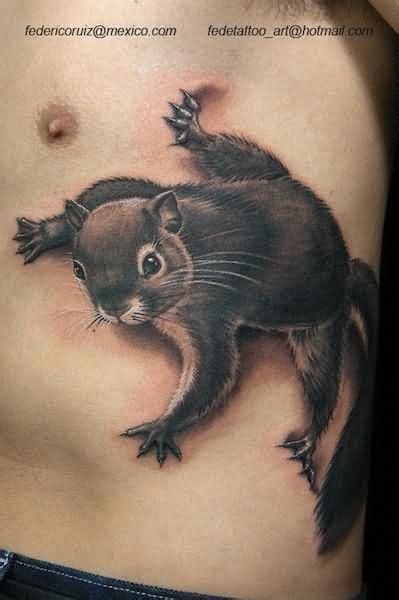 Grey Ink Squirrel Tattoo On Left Rib Side #Tattoosonback | Squirrel tattoo, Bunny tattoos ...