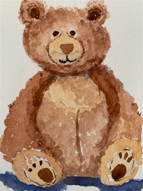 ORIGINAL Teddy Bear Watercolor Art Handpainted Teddy Bear - Etsy