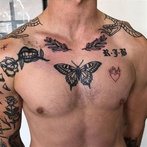 Butterfly Chest Tattoo Black Female : Tattoo Uploaded By Ciera Black White Butterfly Tattoo ...