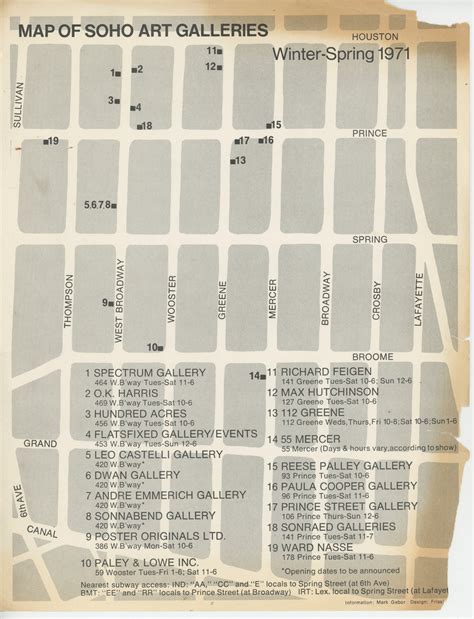 Map of SoHo Art Galleries 1971 - SoHo Memory Project.