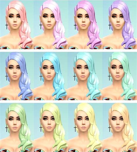 Ohmyglobsims Pastel Hair Recolors Long Wavy Classic Hairstyle Sims | My ...