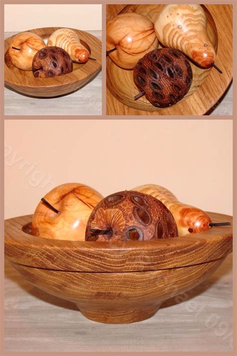 Hand turned Oak fruit bowl and three fruit. SOLD www.chicyrachael.com ...