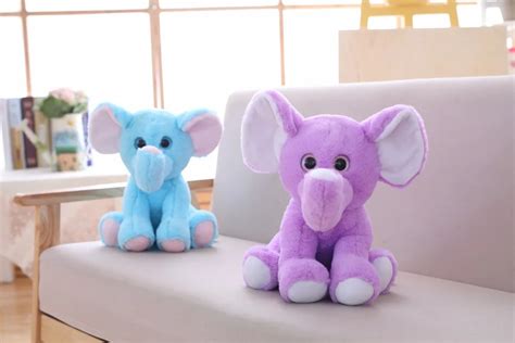 Free Shipping Cozfay Dropshipping 30cm Purple Blue Sitting Elephant Stuffed Animal Toys Plush ...