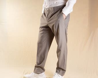 Vintage Mens Grey Dress Pants 35 Retro 80's High Waisted Trousers ...