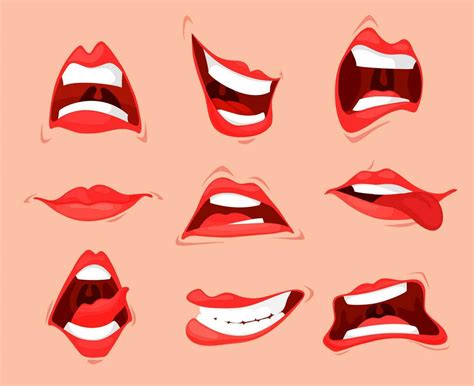 Cartoon mouth expressions, isolated woman lips 23510043 Vector Art at ...