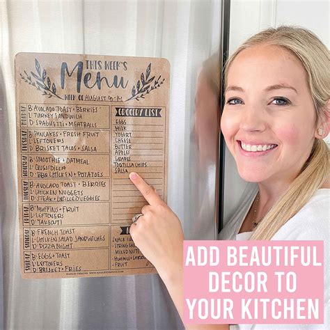 Magnetic Meal Planner for Refrigerator - Rustic Magnetic Weekly Menu Board for Kitchen ...