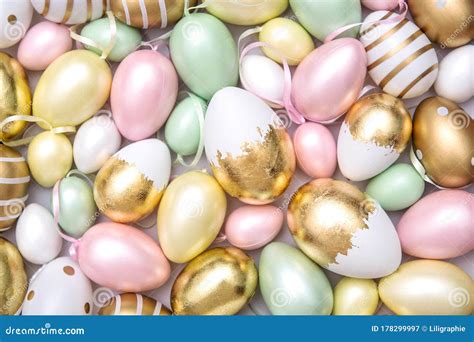 Easter Eggs Decoration Pastel Colored Golden Egg Stock Image - Image of ...