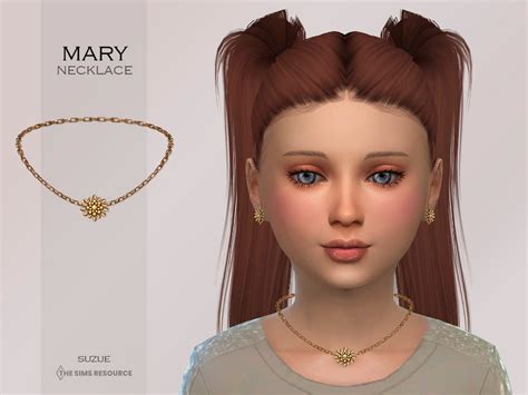The Sims Resource - Mary Necklace Child Peach Necklace, Emerald ...