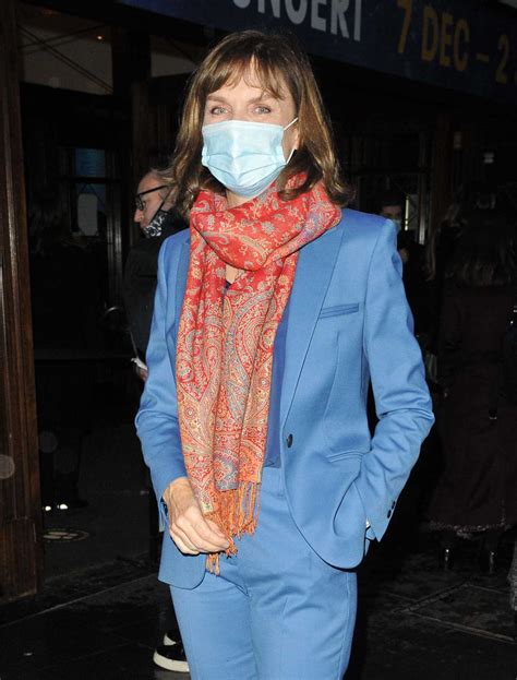 Fiona Bruce in a Blue Suit Arrives at the Press Night for A Christmas ...