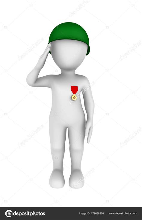 Brave Soldier Awarded Medal Salutes Illustration — Stock Photo © 3D ...