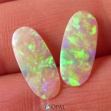 Beautiful pair of Genuine Australian Mintabie Crystal Opal Solid Cut Stones Opal Jewelry ...