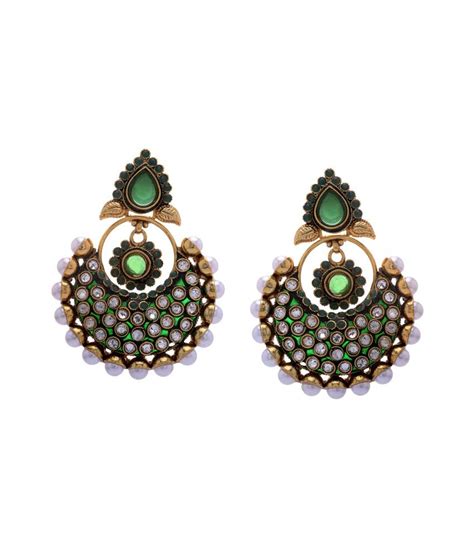 66% OFF on Hyderabad Jewel Antique Green Pearls Hanging Earrings on ...