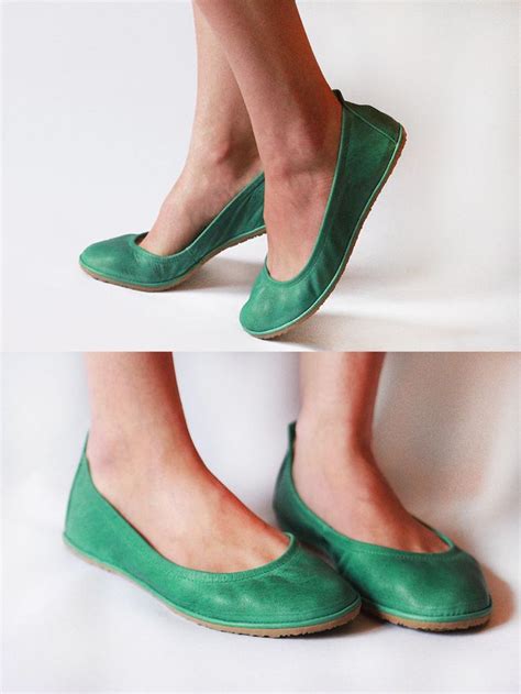 Green Ballet Flats - Handmade Leather Ballerinas